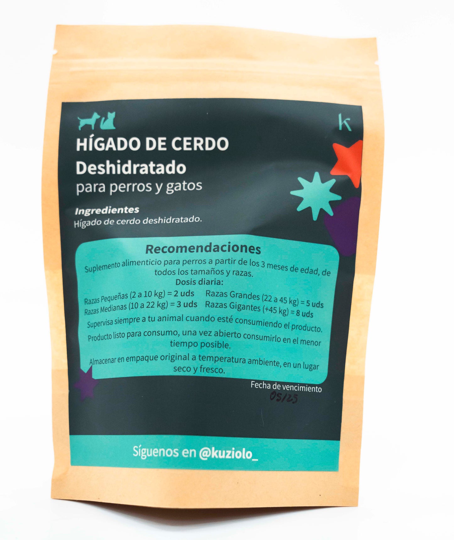 Hígado de cerdo deshidratado